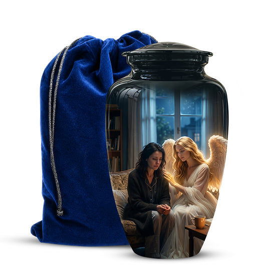 Black Angel Burial Urns - Personalized Memorial Urns For Mother Ashes