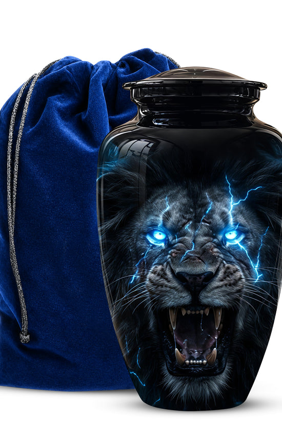 Black Lion Memorial Urns - Custom Handmade Burial Urns For Human Ashes