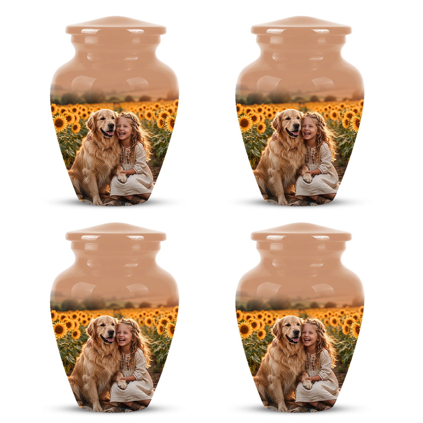 Golden Retriever With Girl - Beautifully Handcrafted Urns For Pet Ashes