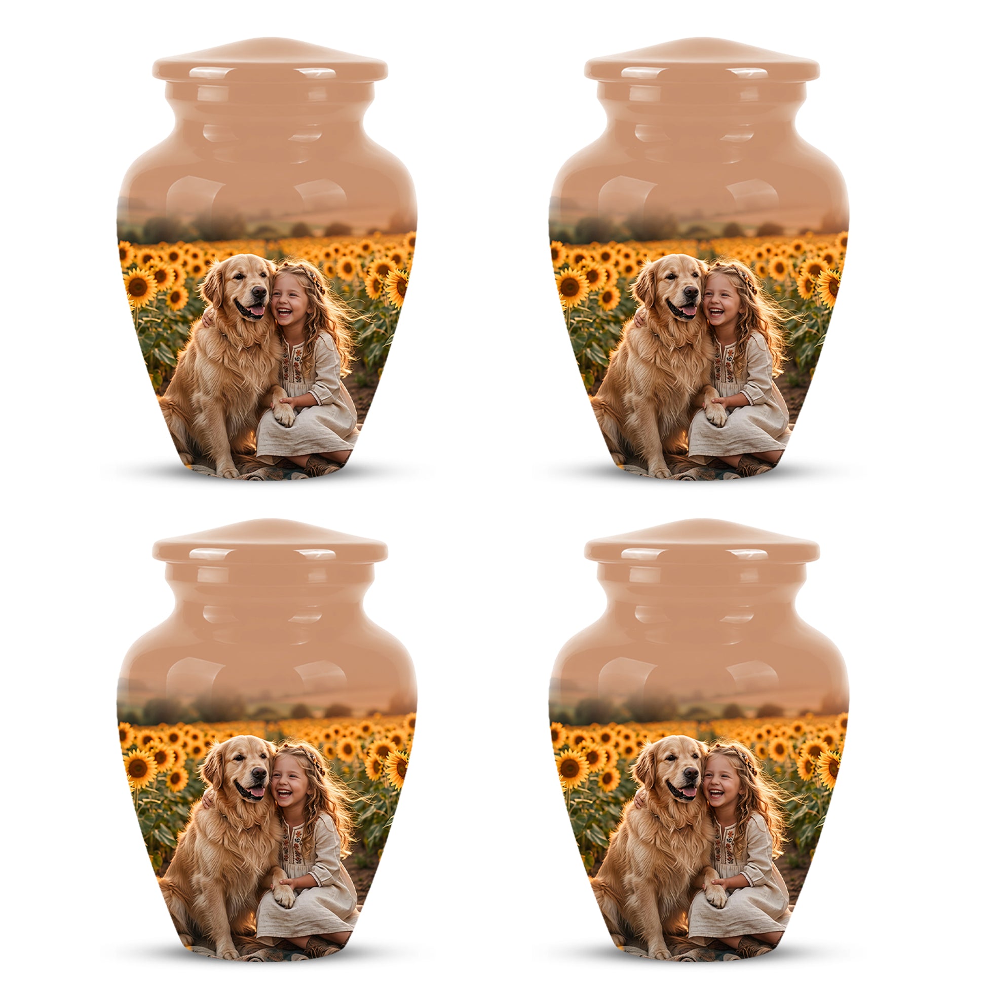 Golden Retriever With Girl - Beautifully Handcrafted Urns For Pet Ashes