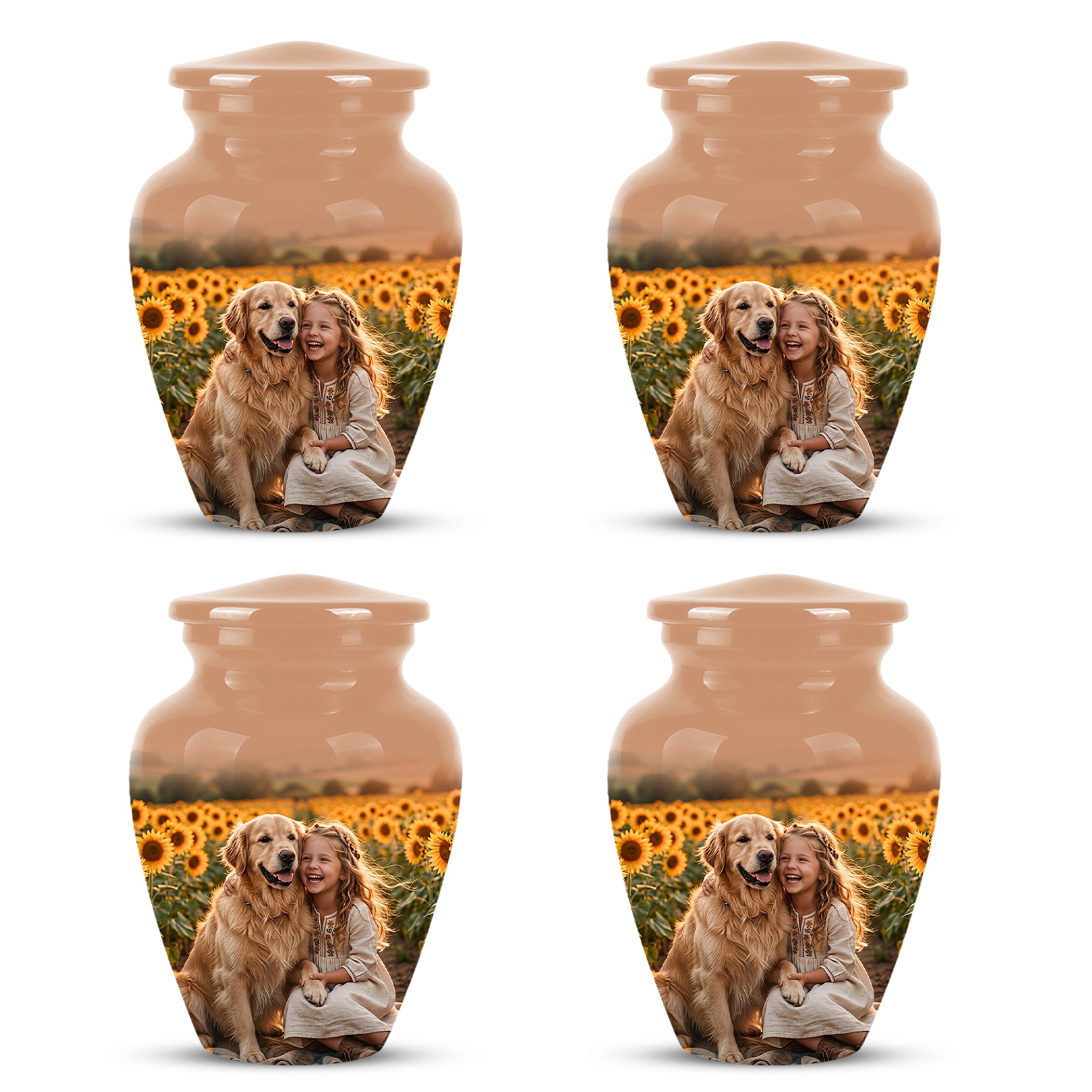 Golden Retriever With Girl - Beautifully Handcrafted Urns For Pet Ashes