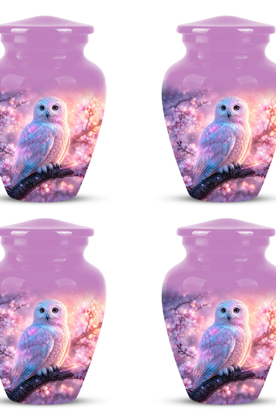 White Owl Cremation Urn - Beautiful Pink Memorial Urns For Human Ashes