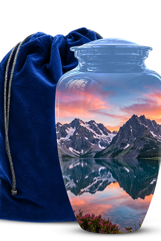 Mountain Lake Burial Urns - Sunset Scenic Cremation Urns For Nature Lovers