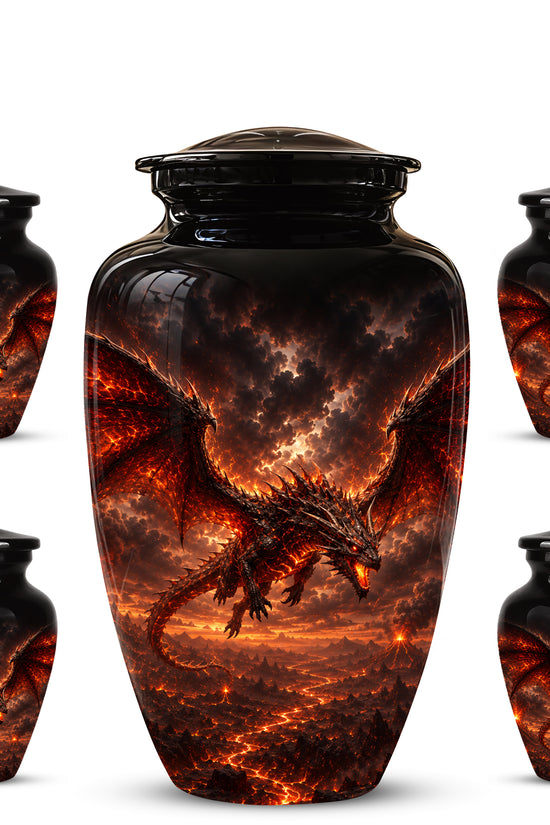 Dragon Fire Cremation Urn - Artistic Mythical Burial Urns For Human Ashes
