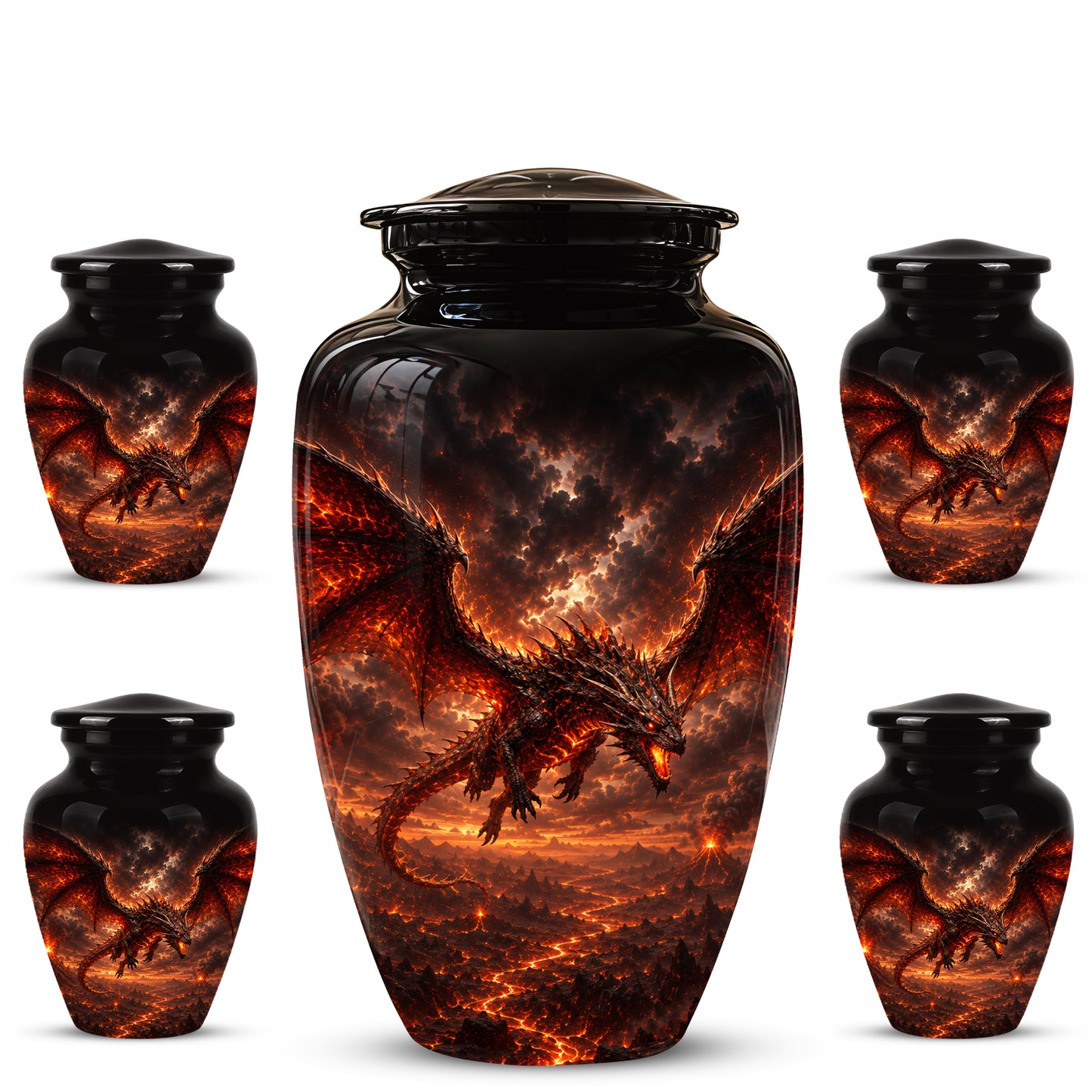 Dragon Fire Cremation Urn - Artistic Mythical Burial Urns For Human Ashes