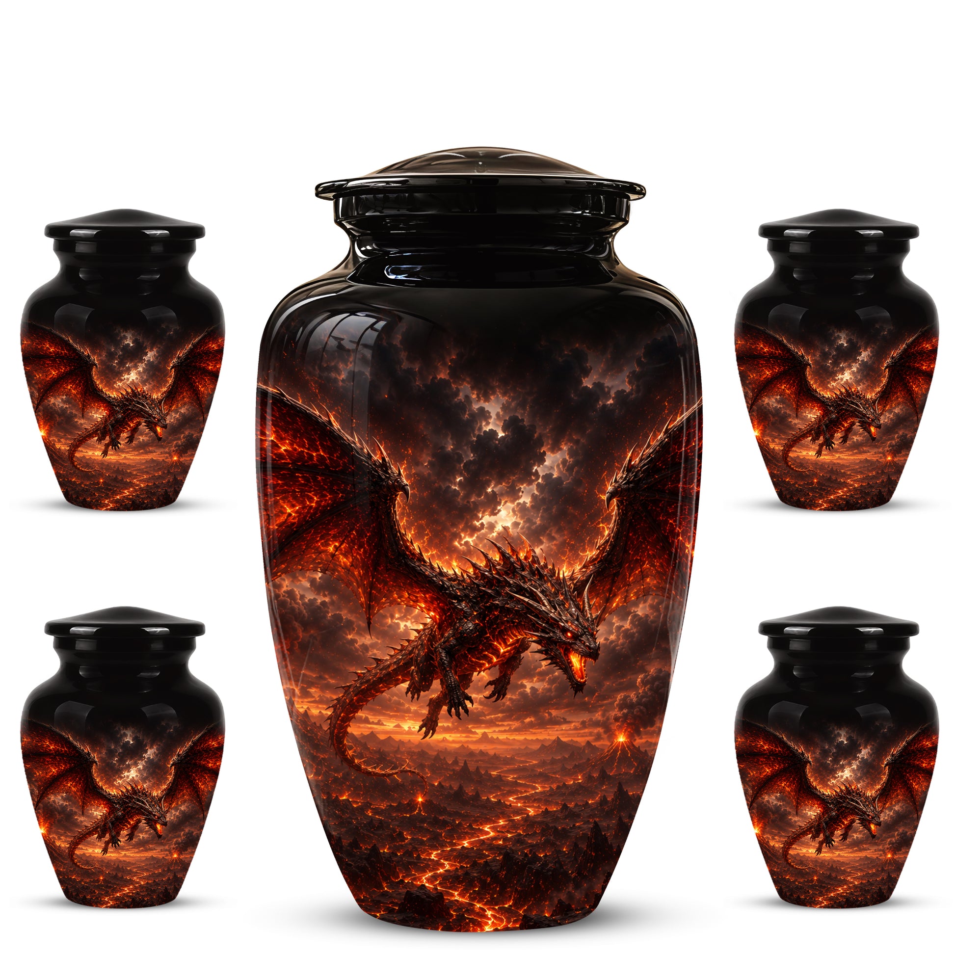 Dragon Fire Cremation Urn - Artistic Mythical Burial Urns For Human Ashes
