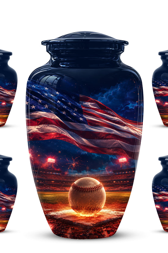 Baseball With American Flag - Custom Baseball Urns For Patriotic Human