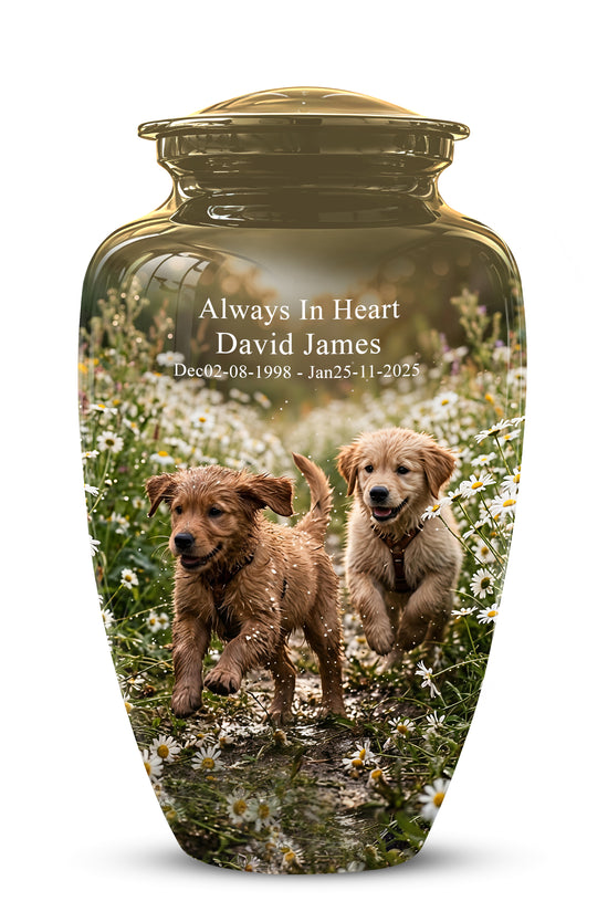 Playful Dog Puppy Urn - Personalized Memorial Urns For Pet Ashes