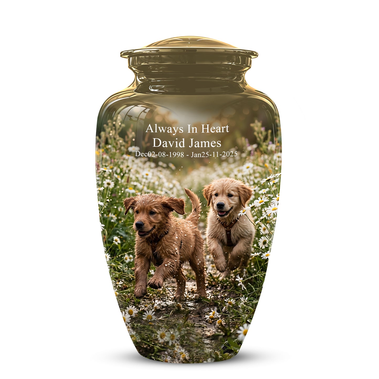 Playful Dog Puppy Urn - Personalized Memorial Urns For Pet Ashes