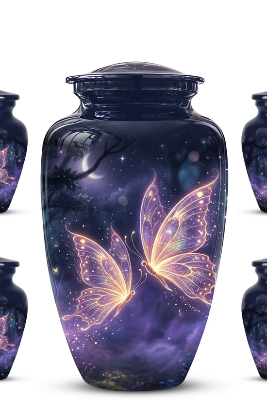 Purple Butterfly Cremation Urn - Beautiful Urns for Women Ashes
