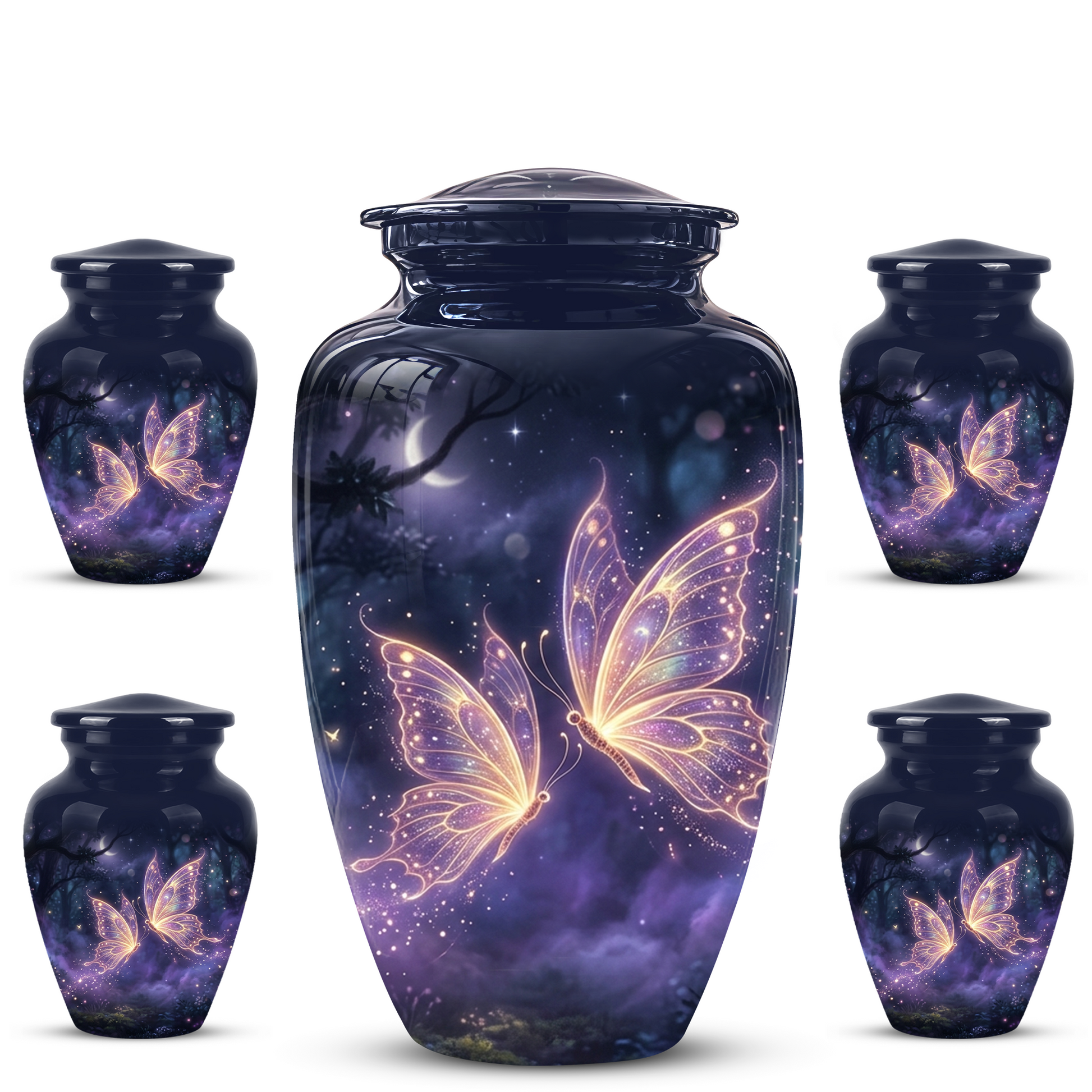 Purple Butterfly Cremation Urn - Beautiful Urns for Women Ashes