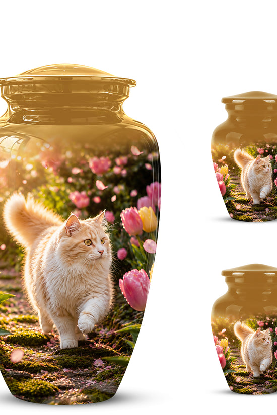Brown Cat Cremation Urn - Custom Handcrafted Burial Urns For Pet Ashes