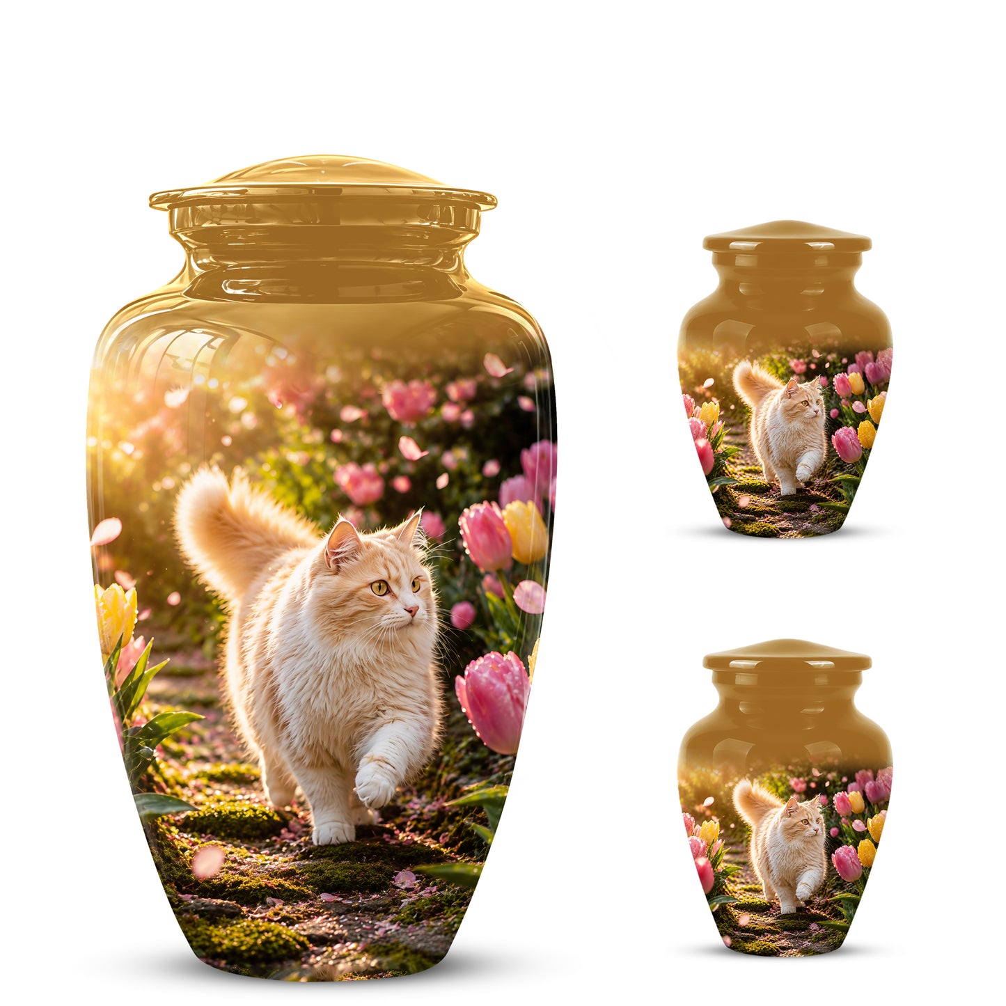 Brown Cat Cremation Urn - Custom Handcrafted Burial Urns For Pet Ashes