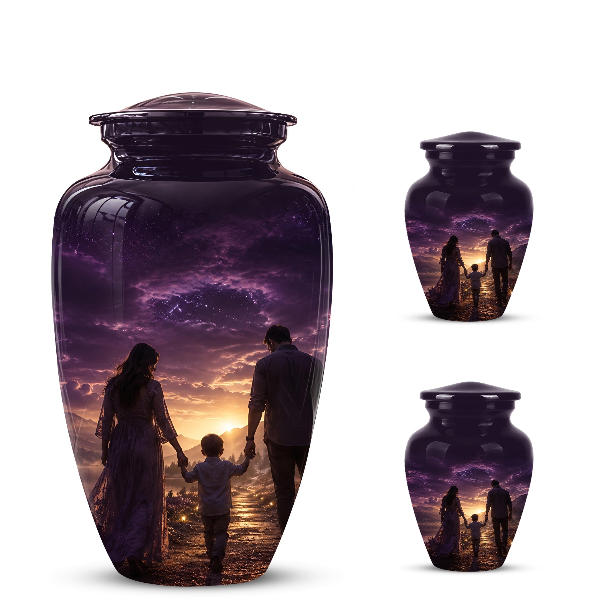 Father, Son & Mother Memorial Urn - Artistic Burial Urns For Human Ashes