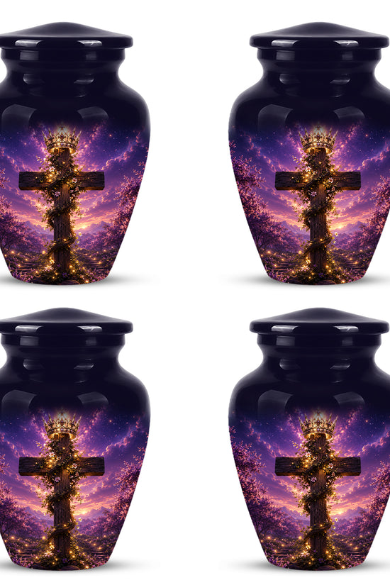 Cross With Crown Cremation Urn for Ashes – Spiritual Memorial Urns