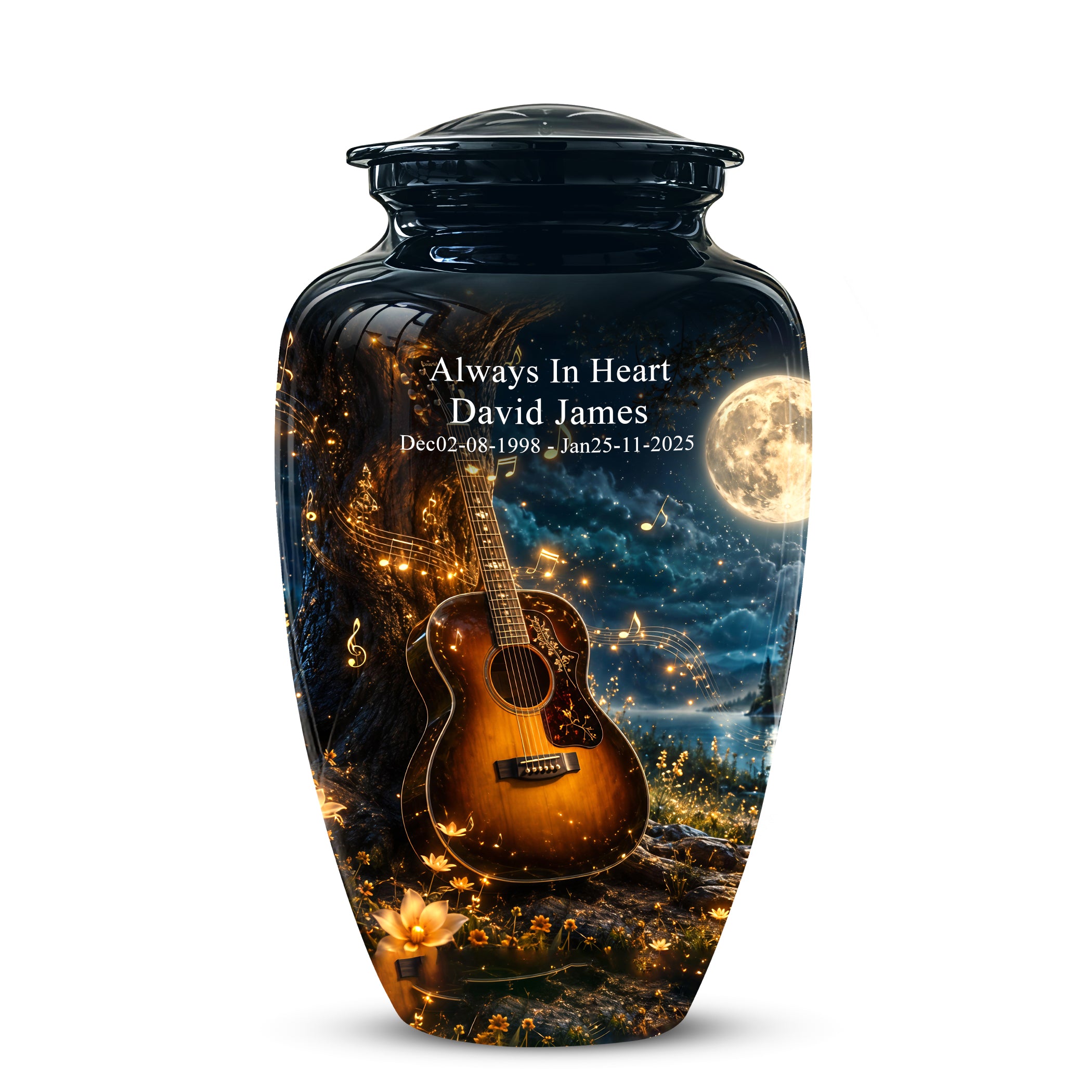Artistic Guitar Cremation Urn - Starry Night Keep Urn For Music Lovers