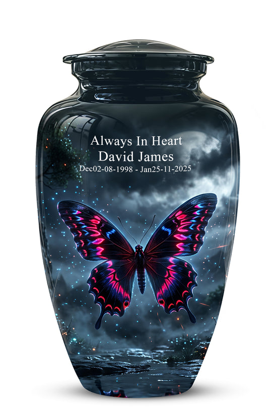 Colorful Butterfly Cremation Urn - Personalized Black Memorial Urns
