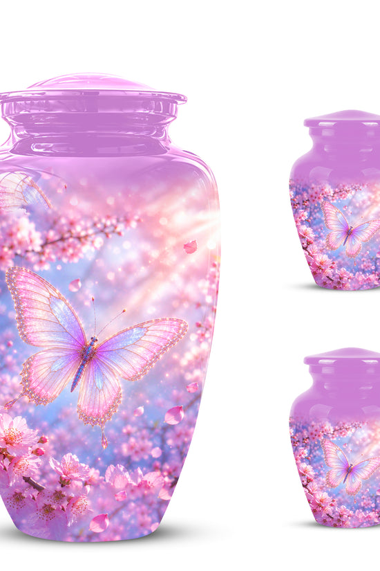 Beautiful Pink Butterfly Cremation Urn - Peaceful Tribute Urns For Mom