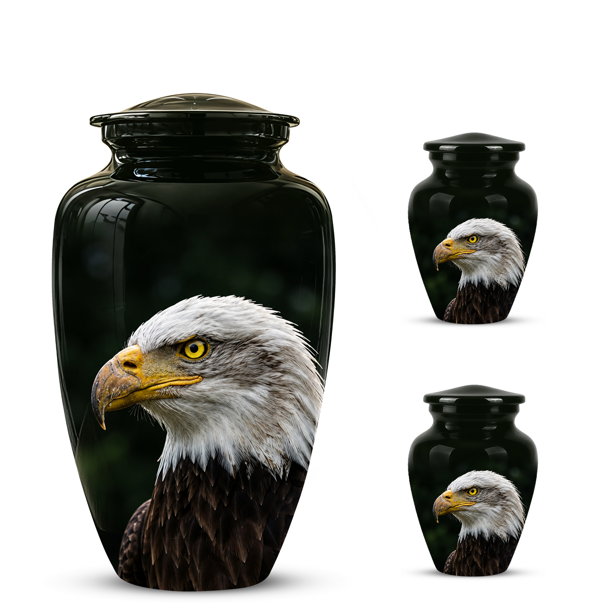 Patriotic Eagle Cremation Urn - Black Memorial Father Urns For Ashes