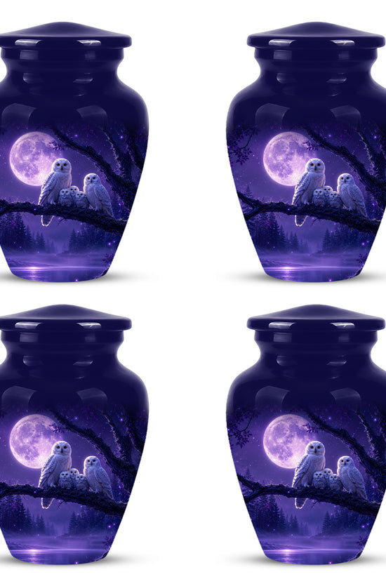 Purple Owl Cremation Urn - Handcrafted Memorial Urn For Adults Ashes