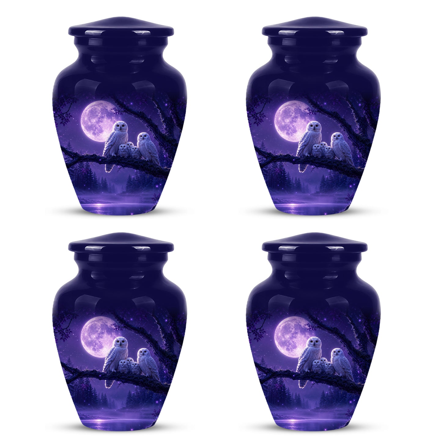 Purple Owl Cremation Urn - Handcrafted Memorial Urn For Adults Ashes