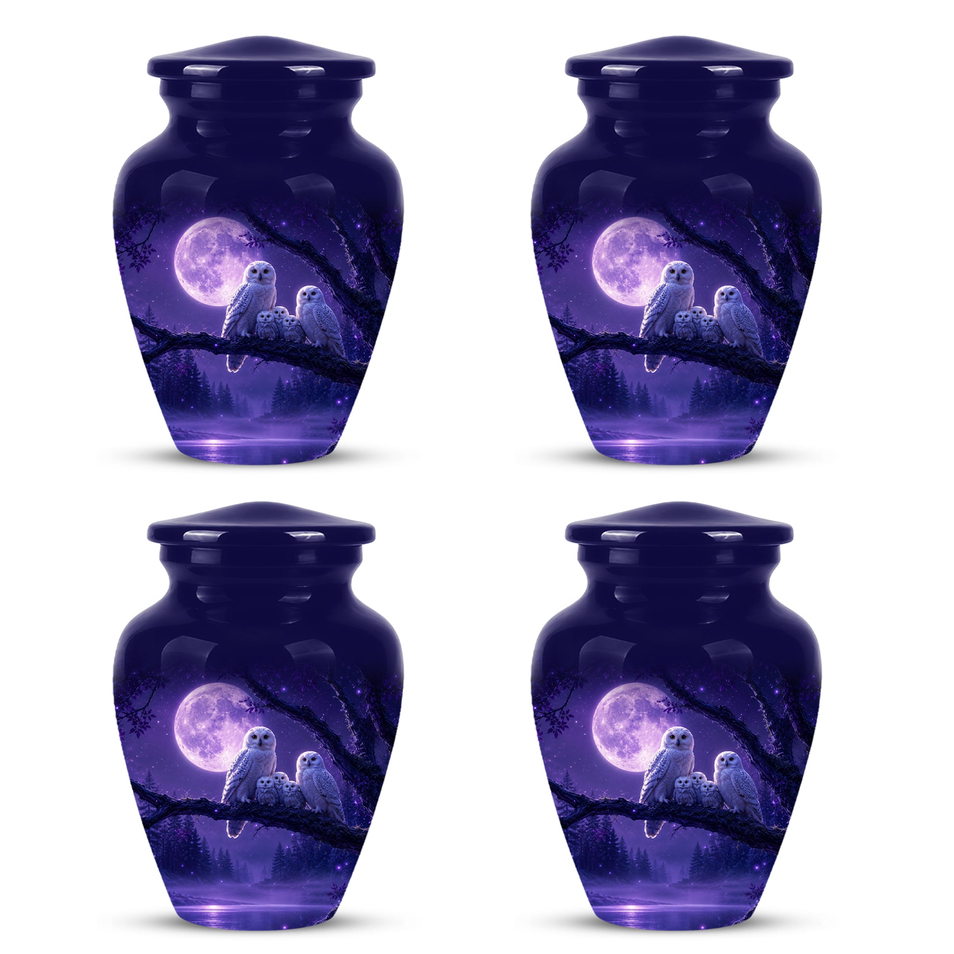 Purple Owl Cremation Urn - Handcrafted Memorial Urn For Adults Ashes
