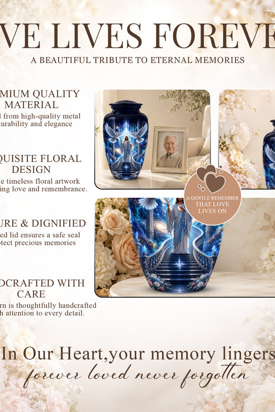 Jesus & White Dove Cremation Urn - Custom Spiritual Urns On Wholesale Price
