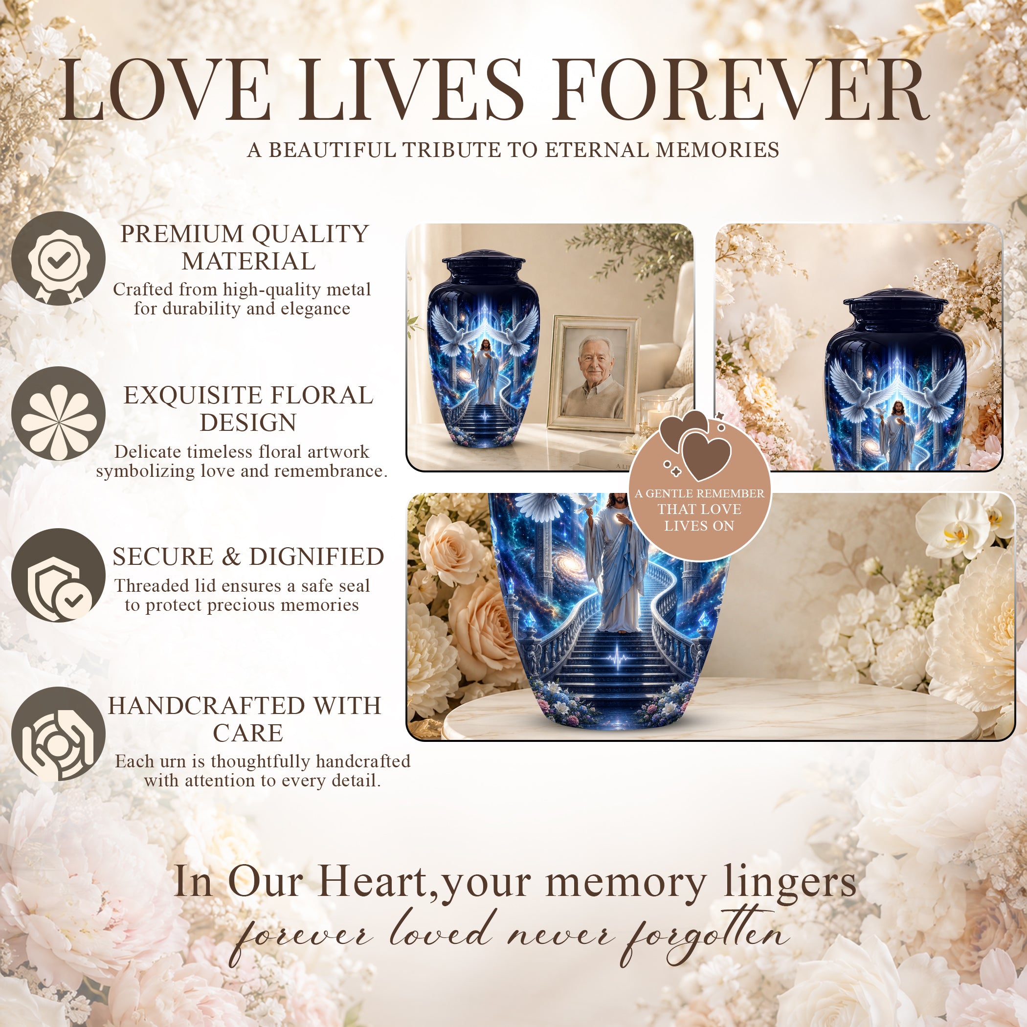 Jesus & White Dove Cremation Urn - Custom Spiritual Urns On Wholesale Price