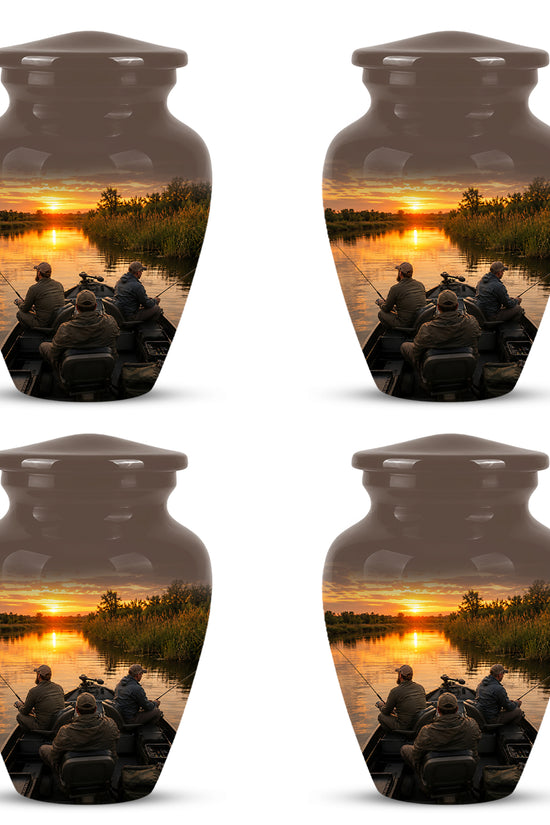 Fisherman Sunset Cremation Urn - Personalized Burial Urns For Ashes