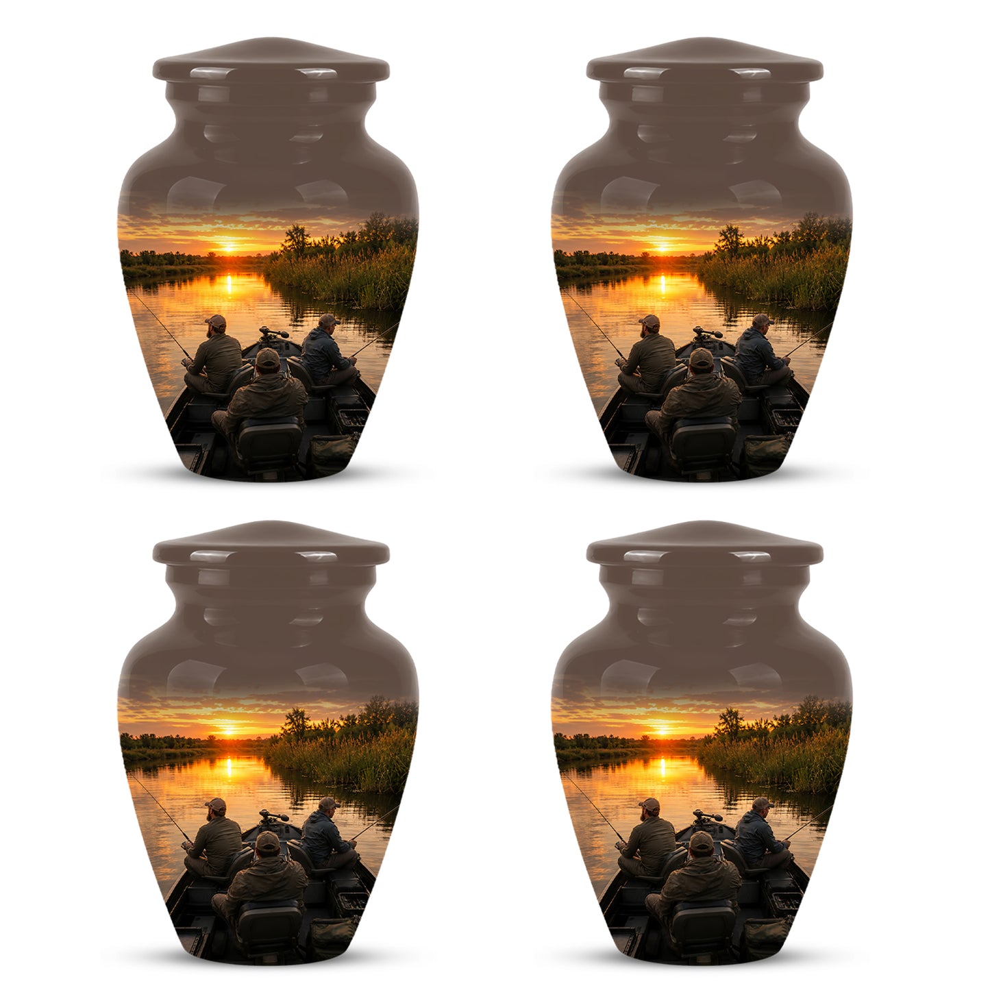 Fisherman Sunset Cremation Urn - Personalized Burial Urns For Ashes