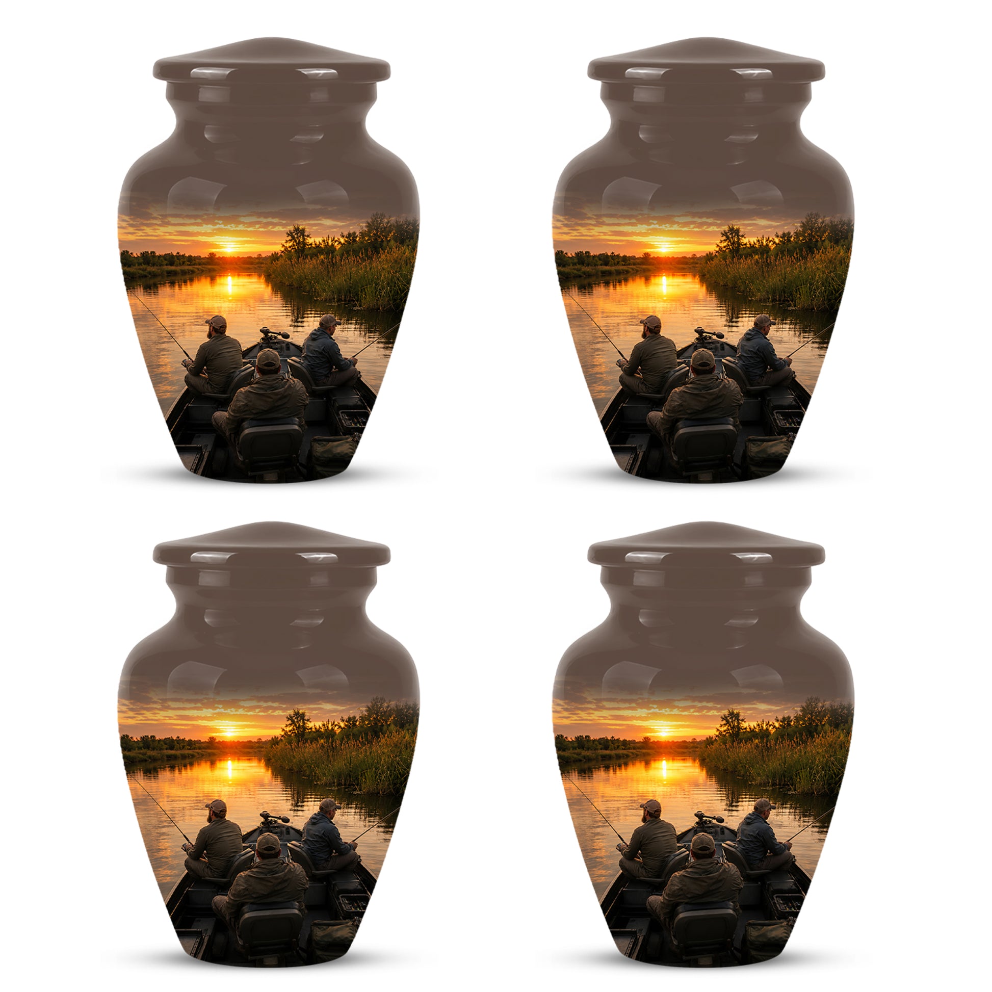 Fisherman Sunset Cremation Urn - Personalized Burial Urns For Ashes