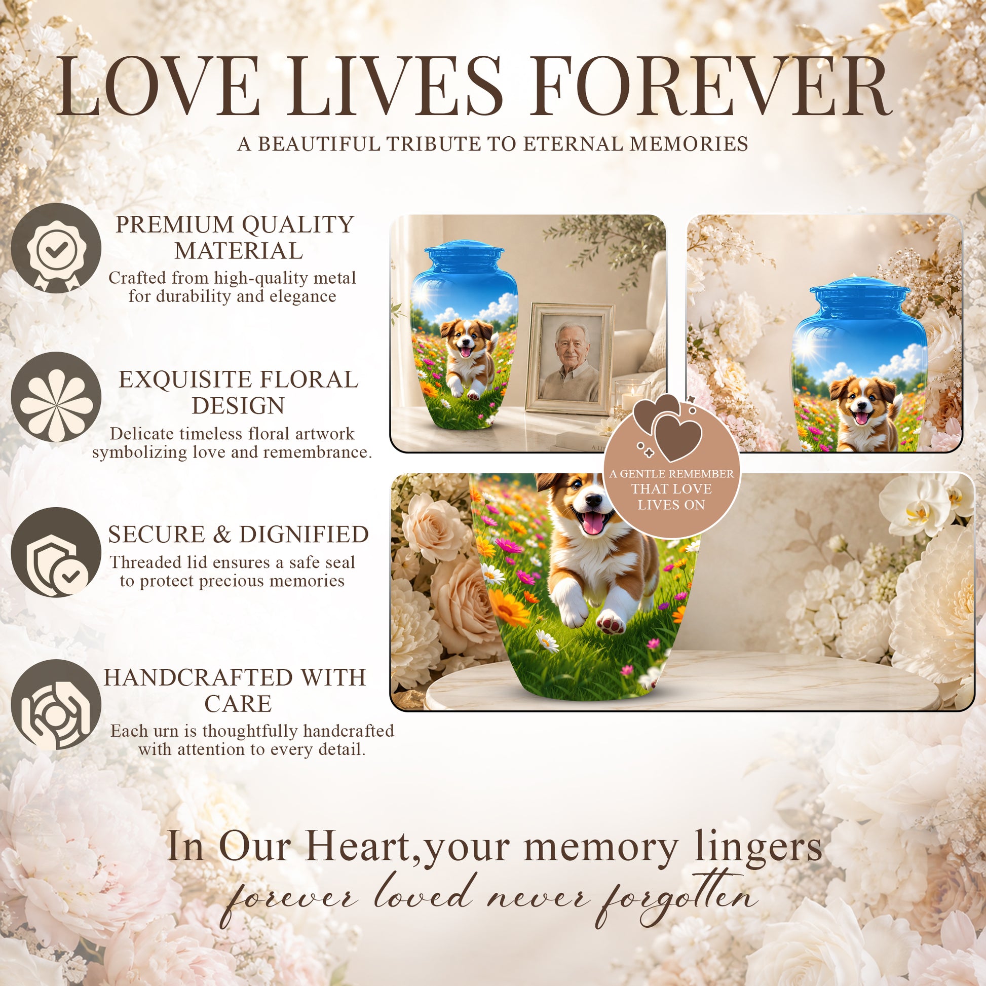 Personalized Dog Cremation Urn - Handcrafted Memorial Urns For Pet Ashes