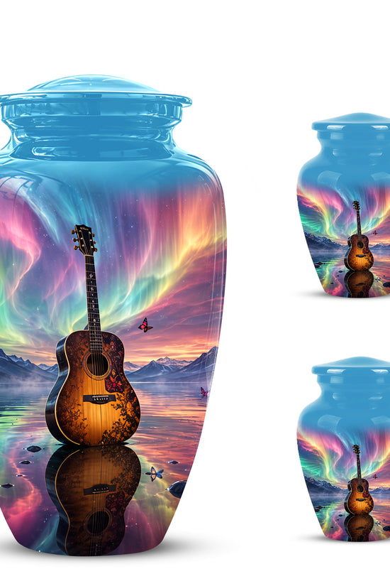Guitar Aurora Borealis Urn - Classic Memorial Urns For Music Lovers