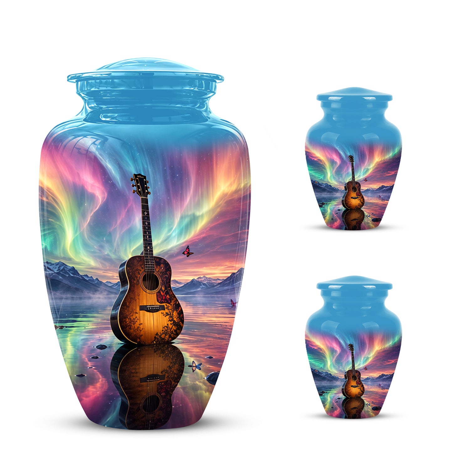 Guitar Aurora Borealis Urn - Classic Memorial Urns For Music Lovers