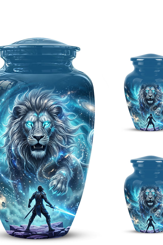 Celestial Cosmic Lion Cremation Urn - Lion Adult Male Memorial Tribute Urn