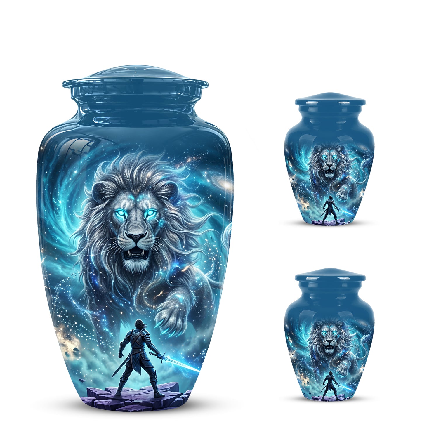 Celestial Cosmic Lion Cremation Urn - Lion Adult Male Memorial Tribute Urn