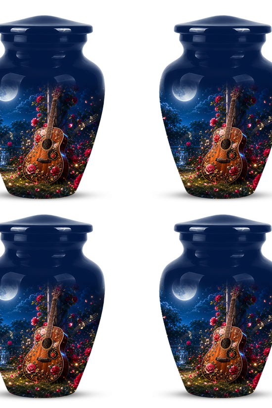 Starry Guitar Memorial Urn - Artistic Funeral Urns For Musicians Ashes