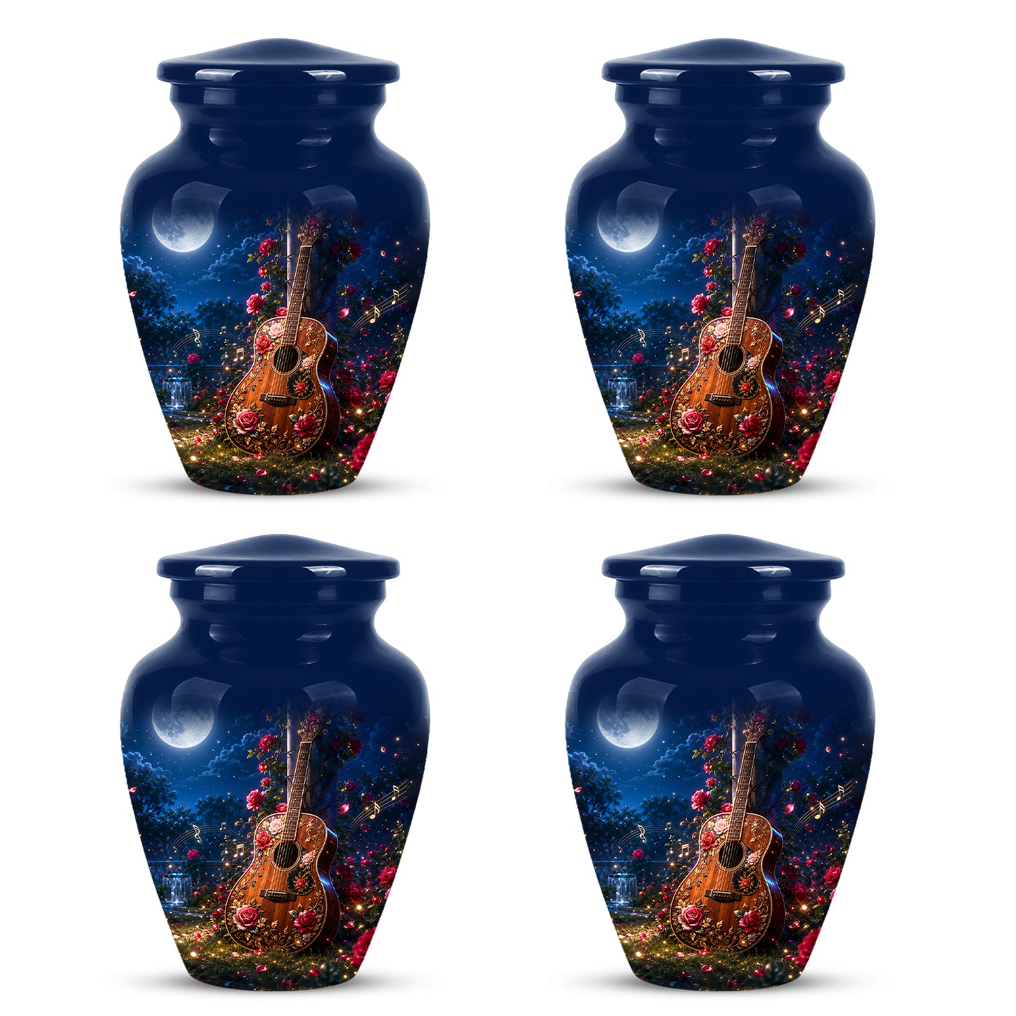 Starry Guitar Memorial Urn - Artistic Funeral Urns For Musicians Ashes