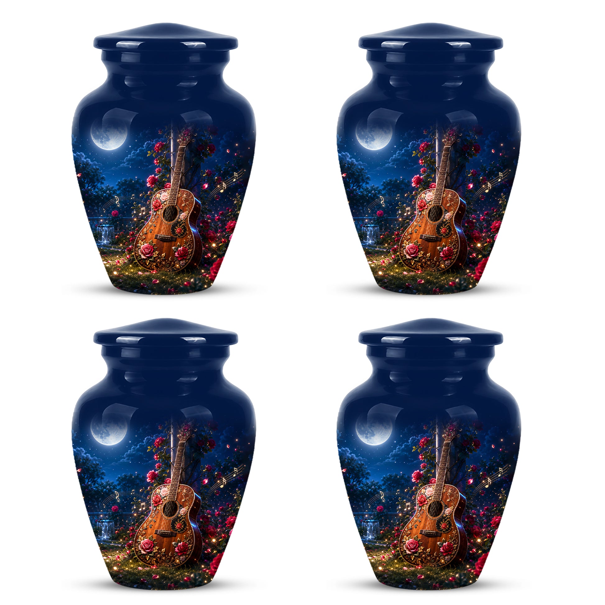 Starry Guitar Memorial Urn - Artistic Funeral Urns For Musicians Ashes