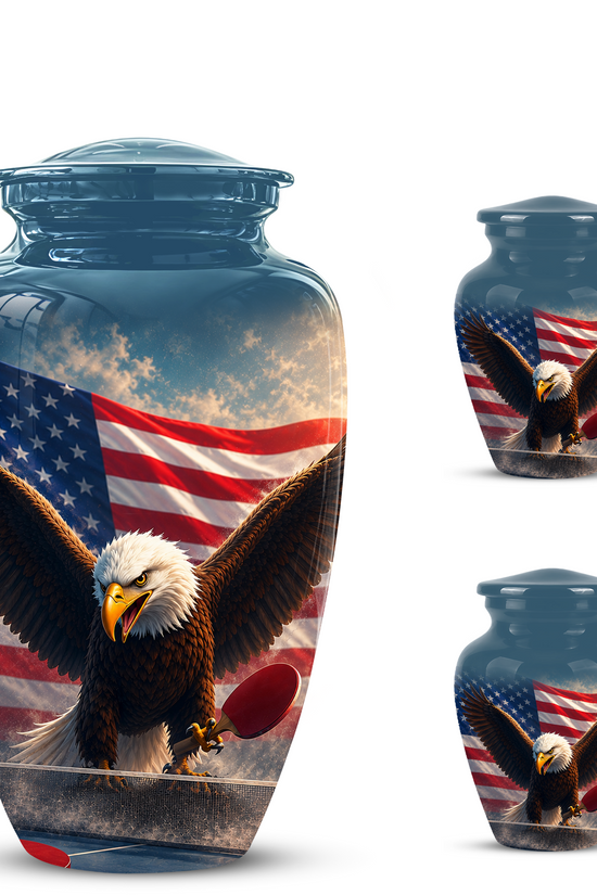 Flying Eagle With American Flag Urn - Patriotic Funeral Memorial Urns