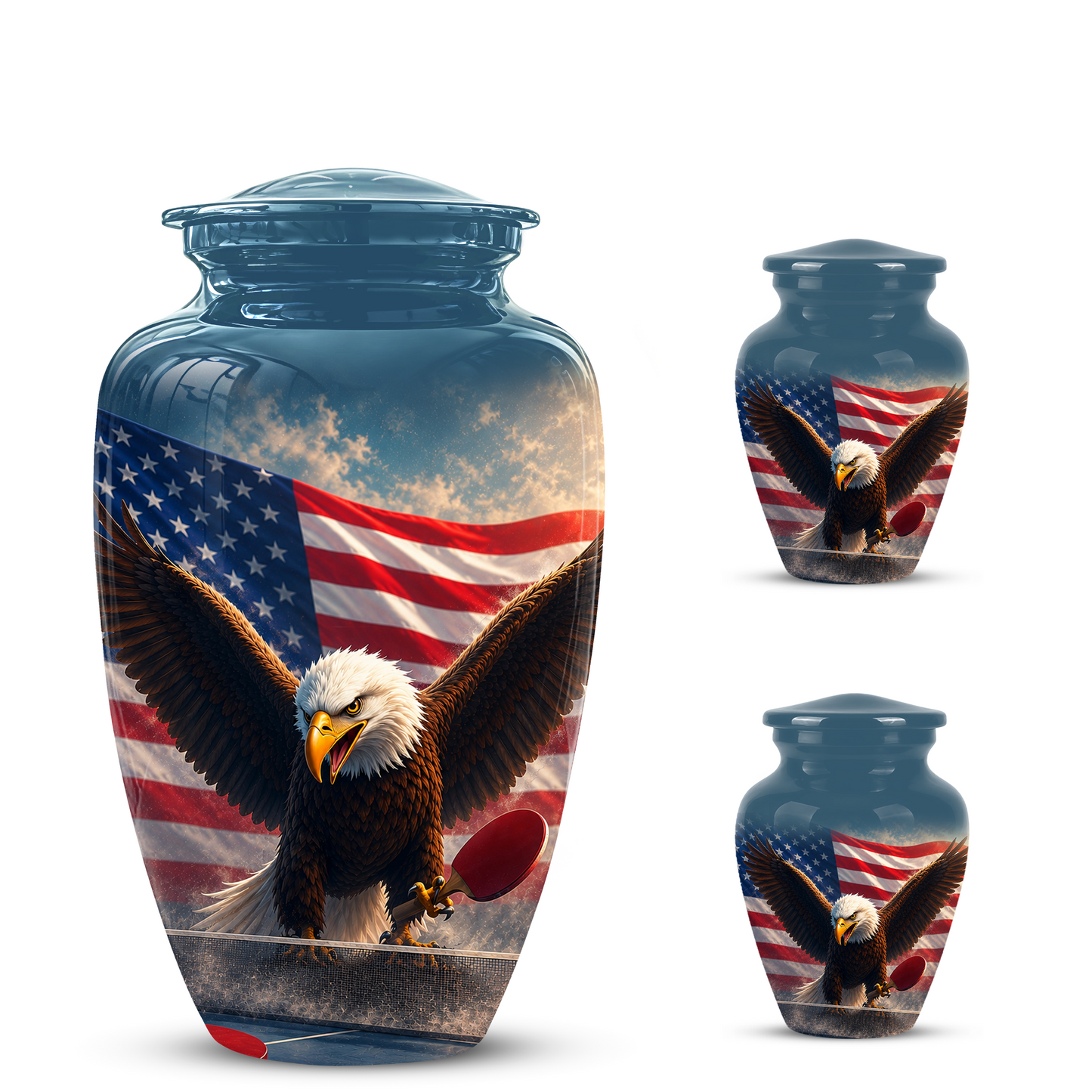 Flying Eagle With American Flag Urn - Patriotic Funeral Memorial Urns