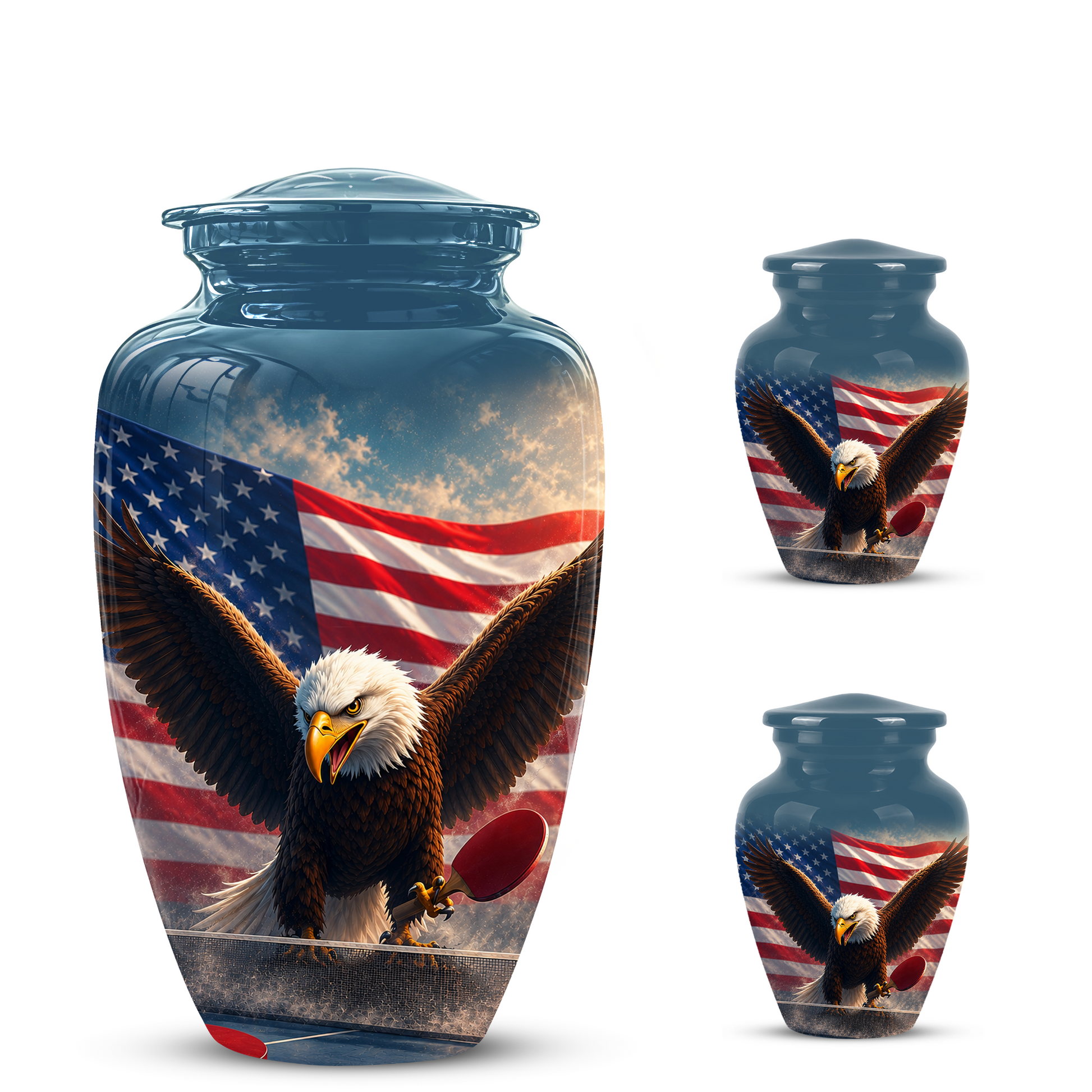 Flying Eagle With American Flag Urn - Patriotic Funeral Memorial Urns