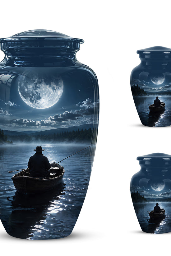 Fishing Memorial Urn - Affordable Night Fishing Themed Urns For Ashes
