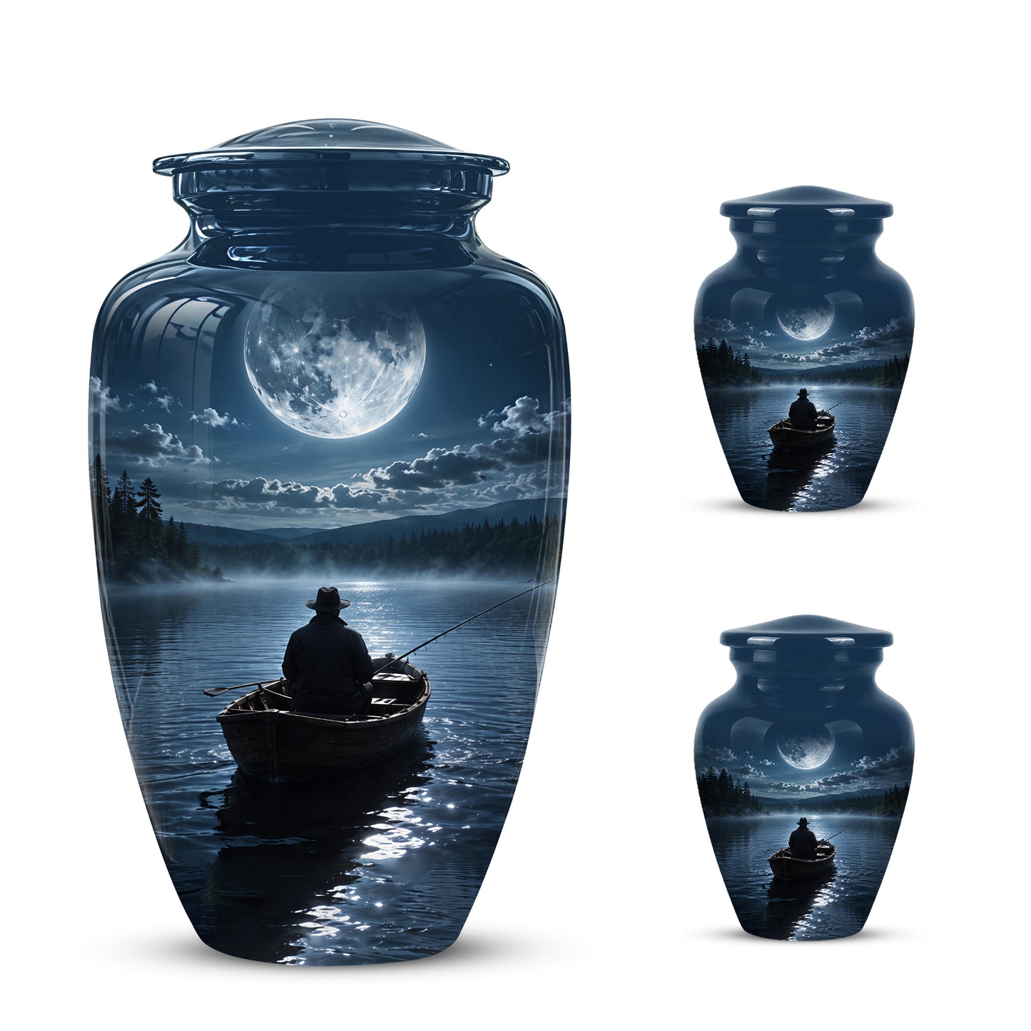 Fishing Memorial Urn - Affordable Night Fishing Themed Urns For Ashes