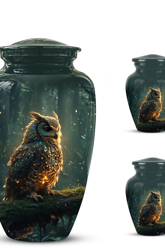Mystical Owl Cremation Urn - Green Burial Urns For Human Ashes