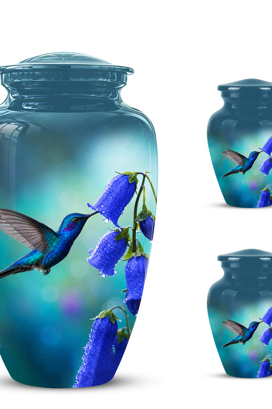 Blue Hummingbird Custom Urn - Majestic Funeral Urns For Ashes On Sale