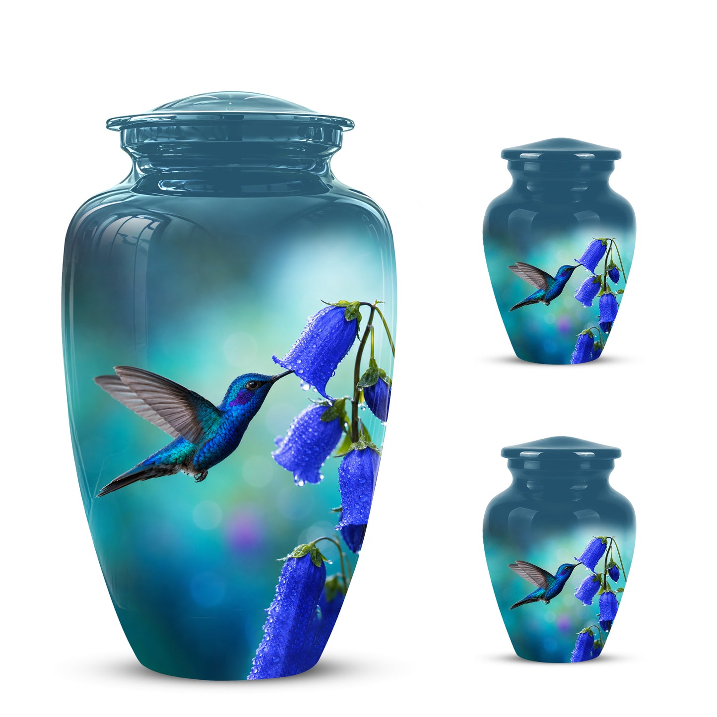 Blue Hummingbird Custom Urn - Majestic Funeral Urns For Ashes On Sale