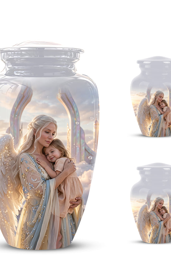 Angel Mother With Child Memorial Urn - Artistic Cremation Urns For Mom