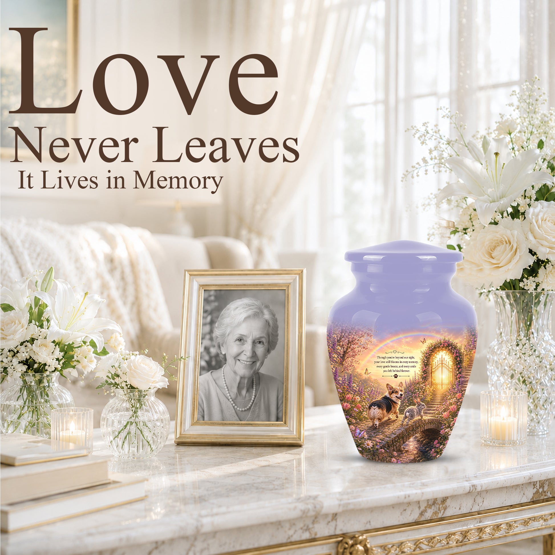 Rainbow Bridge Pet Memorial Urn – Personalized Urn For Dog & Cat