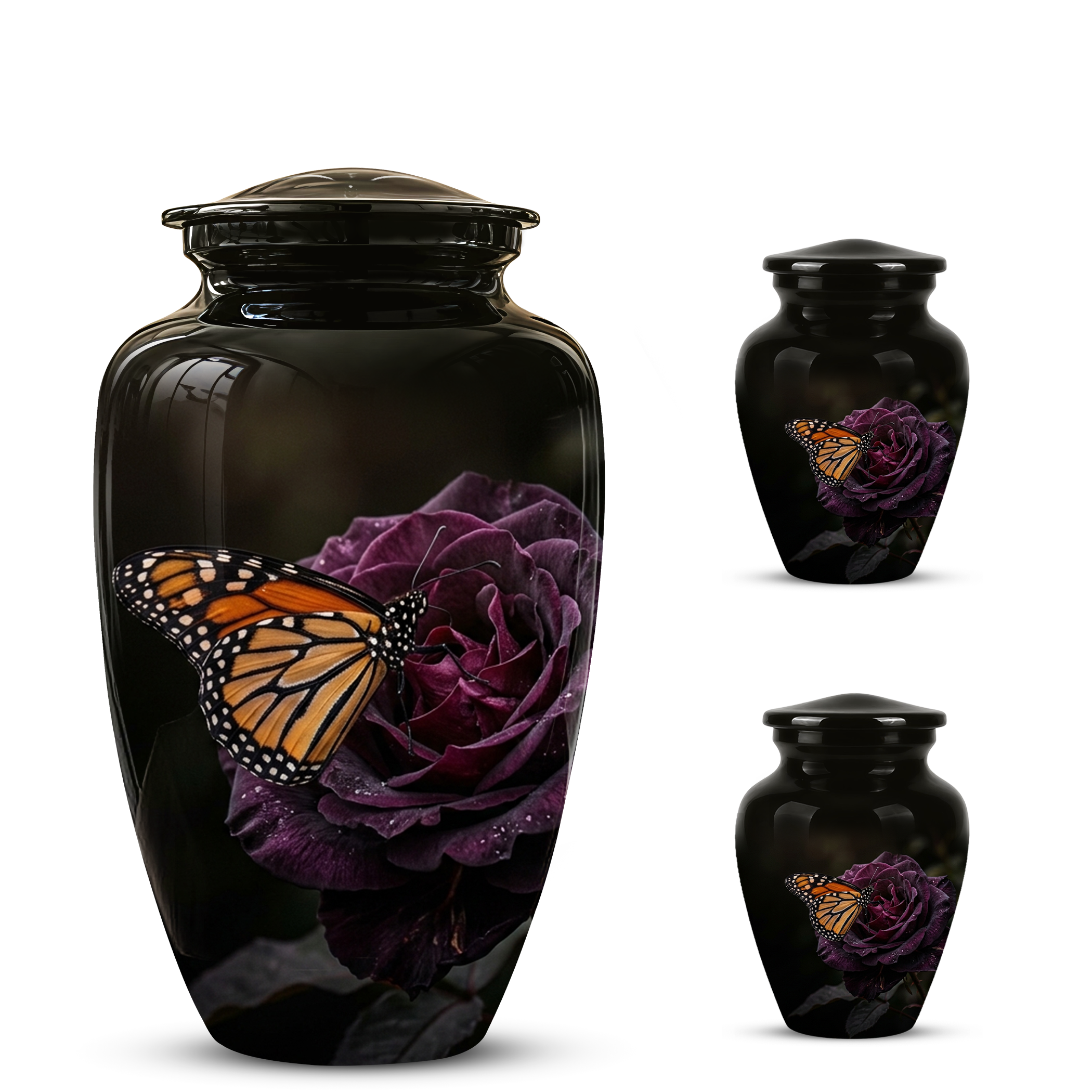 Yellow Butterfly On Purple Flower - Beautiful Burial Urns For Mom Ashes